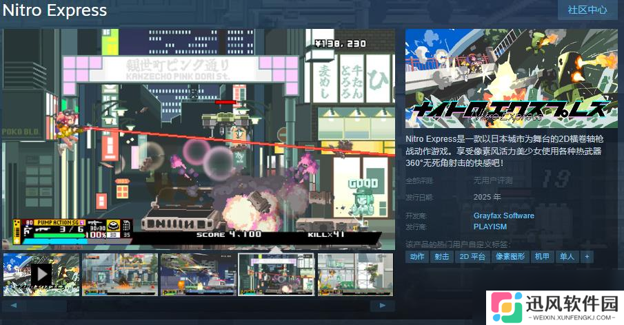 像素风动作射击游戏《Nitro Express》Steam页面上线 明年发售