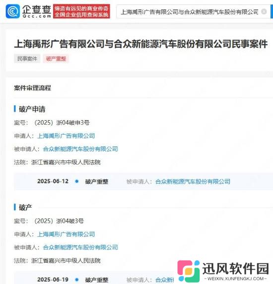 哪吒汽车正式被申请破产 冻结超10亿股权
